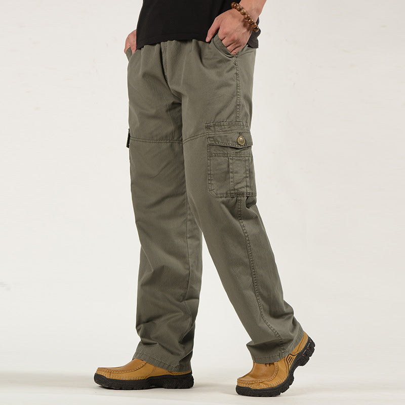 Spring Men's Elastic Waist Pants for Middle-Aged and Elderly Dads, Straight Leg, Loose Fit, Oversized, Plus Size, Casual Trousers, Long Pants