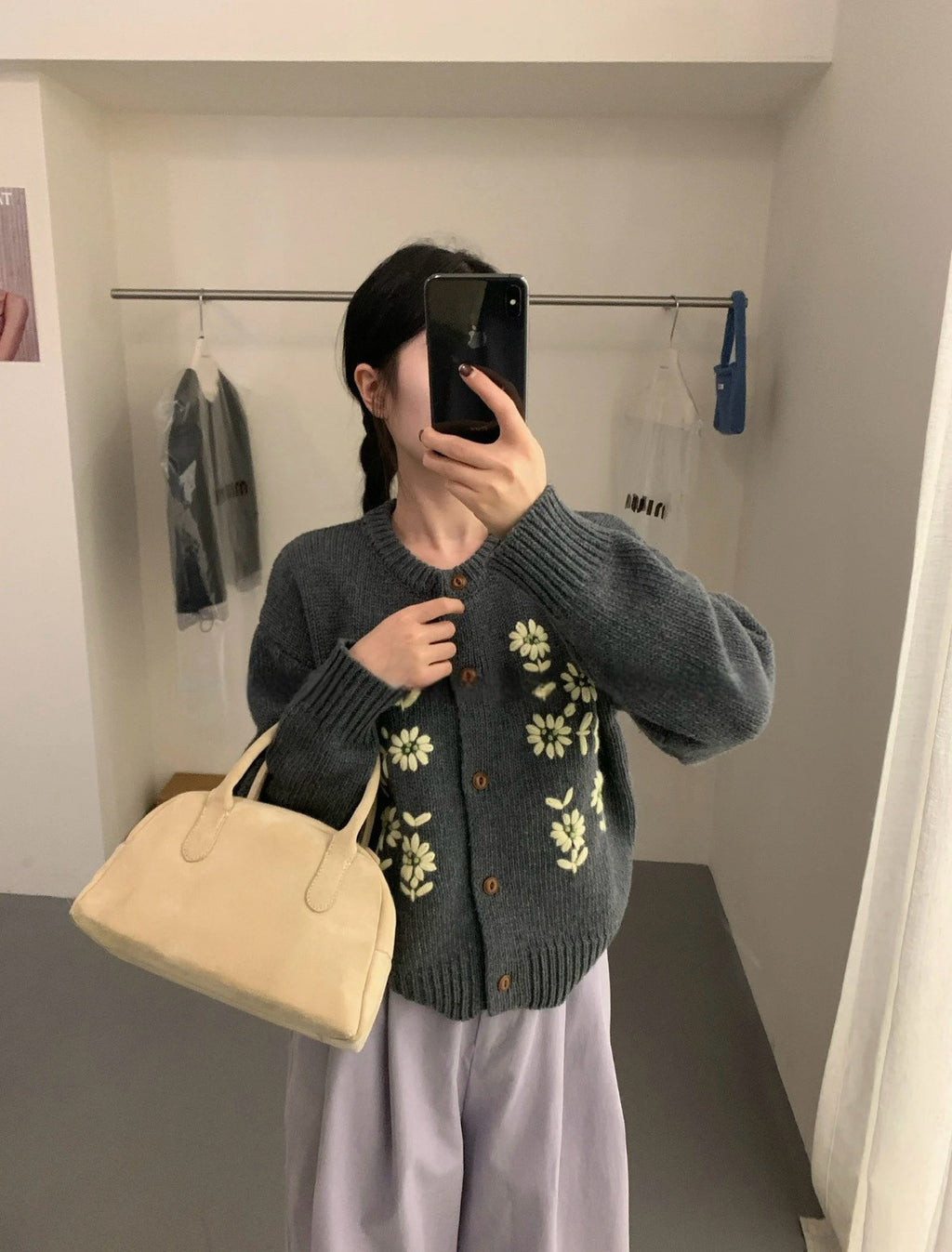 Floral Knit Cardigan for Women,Designer Heavy Knit Sweater Jacket