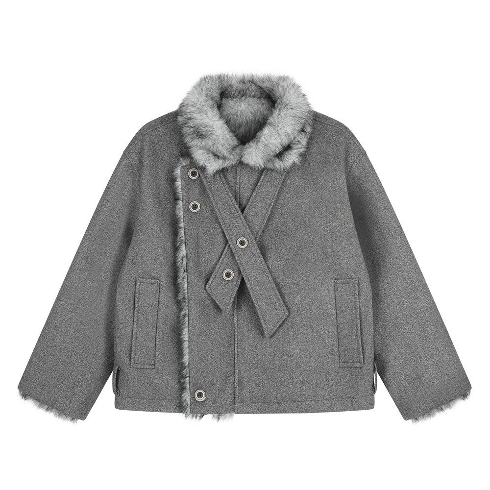 Imitation rabbit fur lapel fur jacket