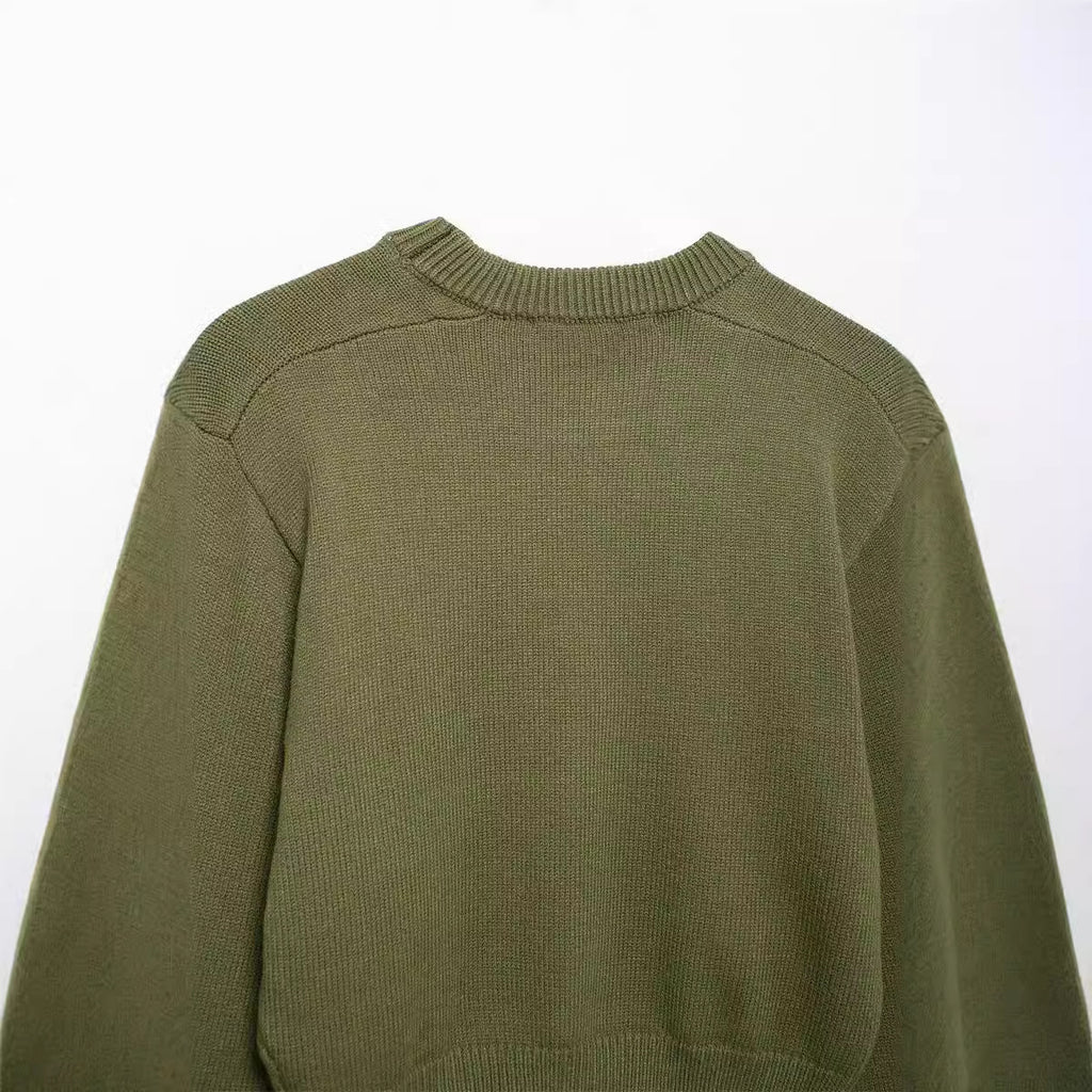 Autumn New Knitted Shirt Women's Round Neck Solid Color Loose Head Long Sleeve
