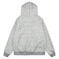 Polka dot fur collar hooded zipper star note jacket for women