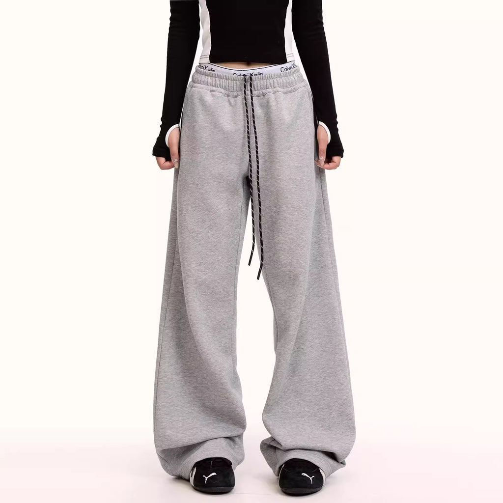Street Dance Fashion Brand Retro Casual Pants Men Spring Autumn Loose Straight Leg Sport Sweatpants Drape Wide Leg Long Pants
