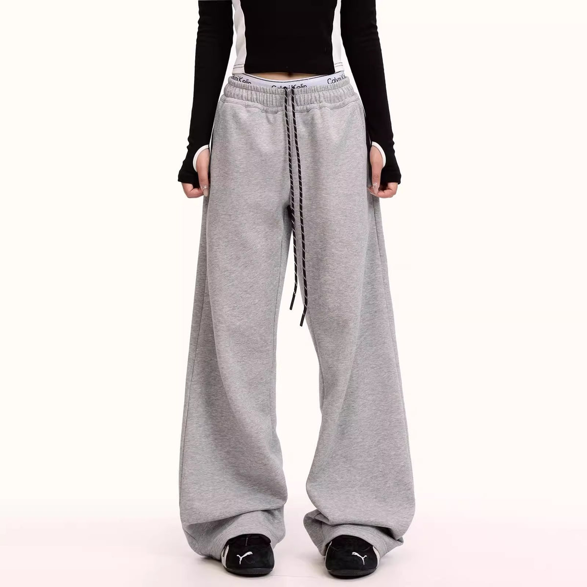 Street Dance Fashion Brand Retro Casual Pants Men Spring Autumn Loose Straight Leg Sport Sweatpants Drape Wide Leg Long Pants
