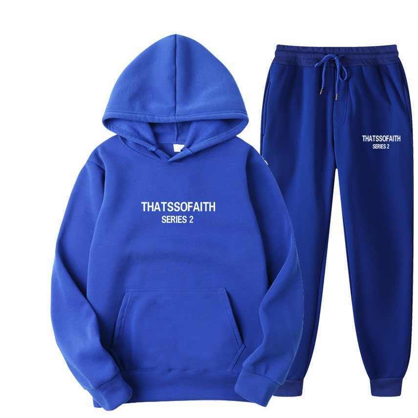 Hoodie and Pants Two-Piece Set for Men and Women, Casual Fleece Lined Hoodie