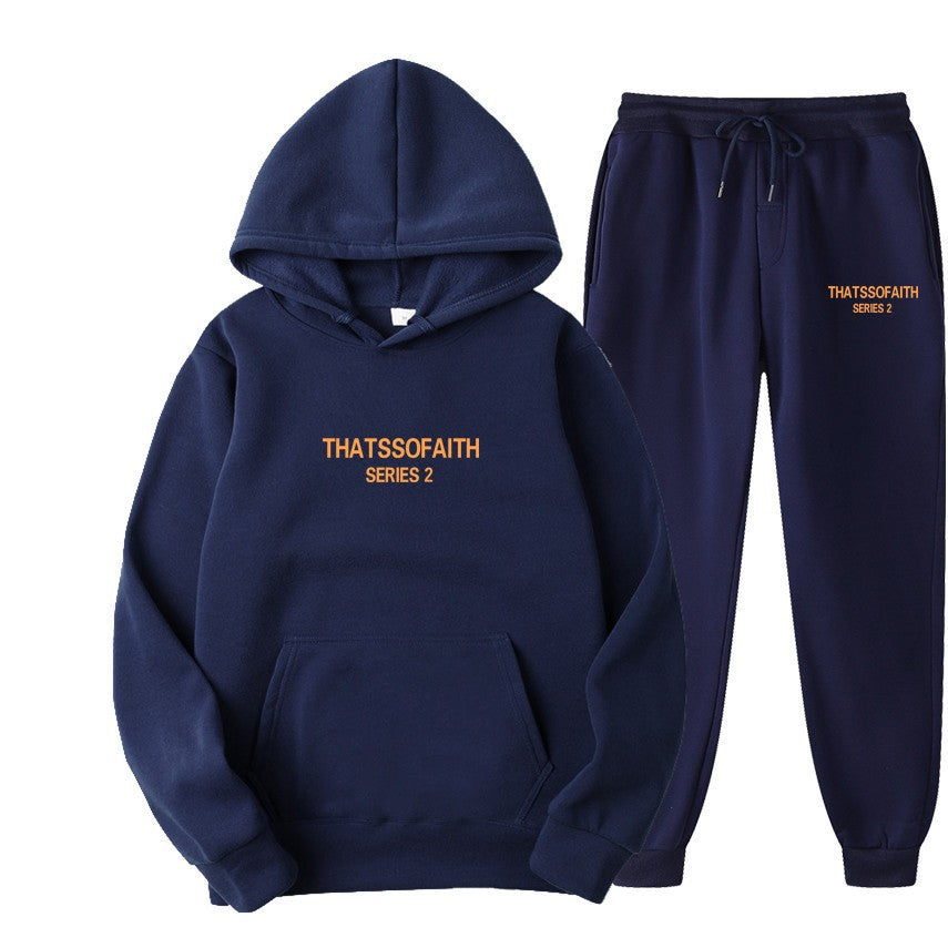 Hoodie and Pants Two-Piece Set for Men and Women, Casual Fleece Lined Hoodie