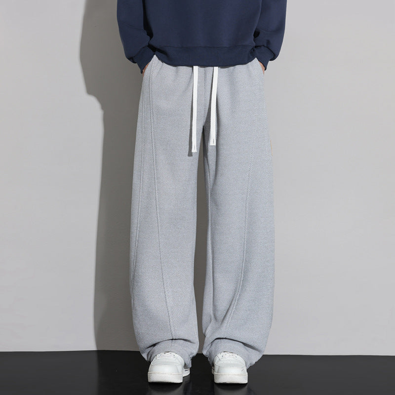 Knife Cut Men's Pants, Straight Leg Casual Trousers, Loose Fit Sweatpants for Spring and Autumn