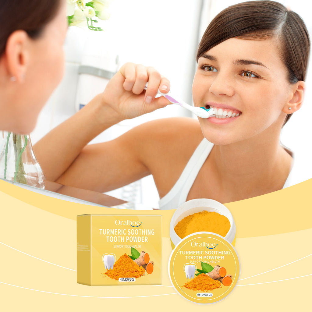 Oralhoe Turmeric Care Dental Powder Teeth Cleaning Turmeric Clean White Confident Smile Care Oral Care