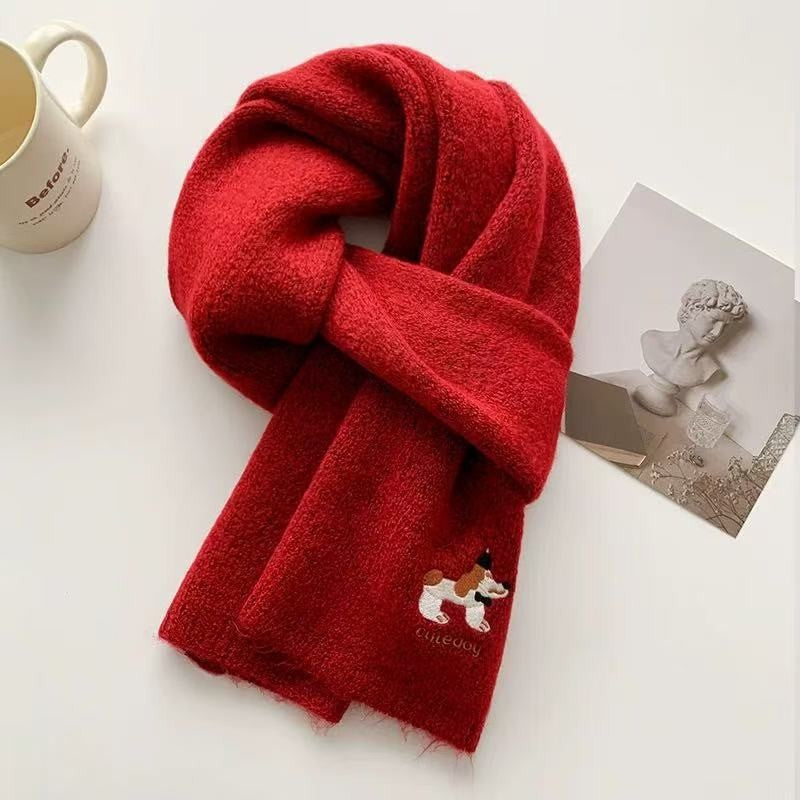 Autumn and winter neck scarf shawl, warm solid color knitted thick scarf
