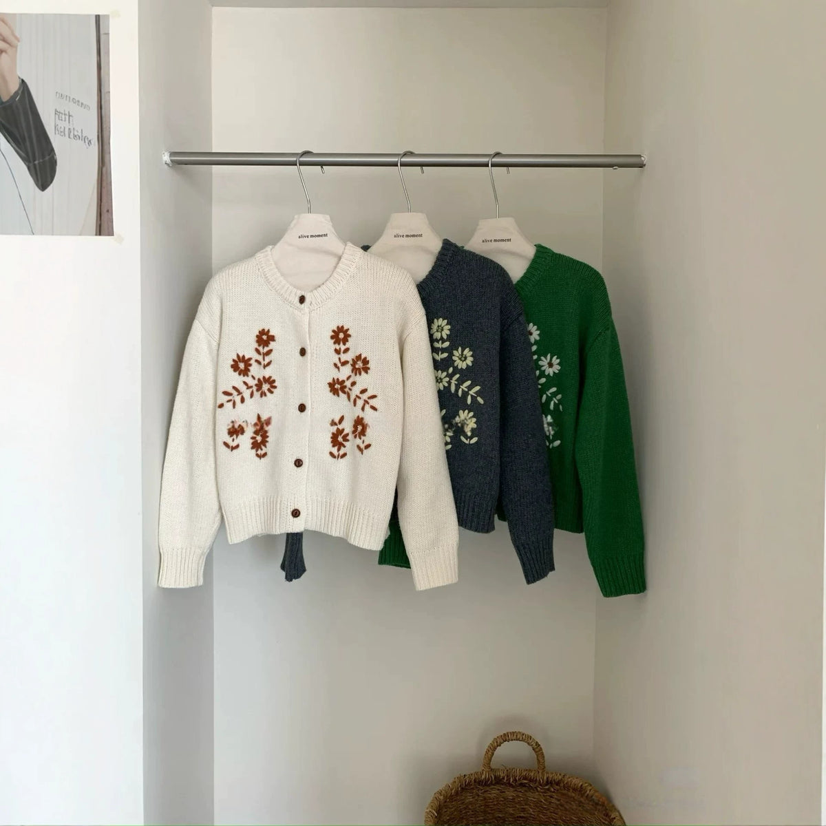 Floral Knit Cardigan for Women,Designer Heavy Knit Sweater Jacket