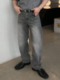 Design Sense Casual Pants for Men Summer Washed Grey Vintage Denim Jeans