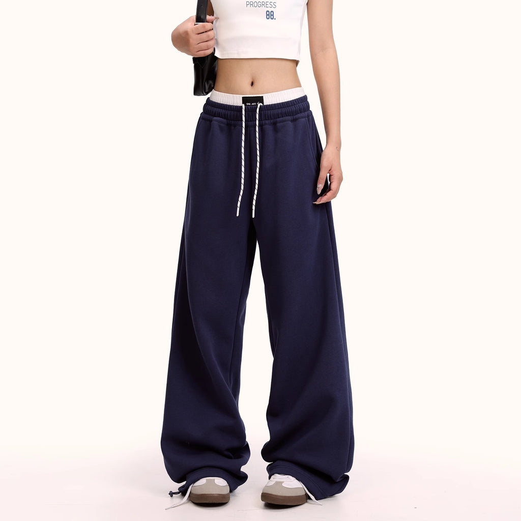 Street Dance Fashion Brand Retro Casual Pants Men Spring Autumn Loose Straight Leg Sport Sweatpants Drape Wide Leg Long Pants