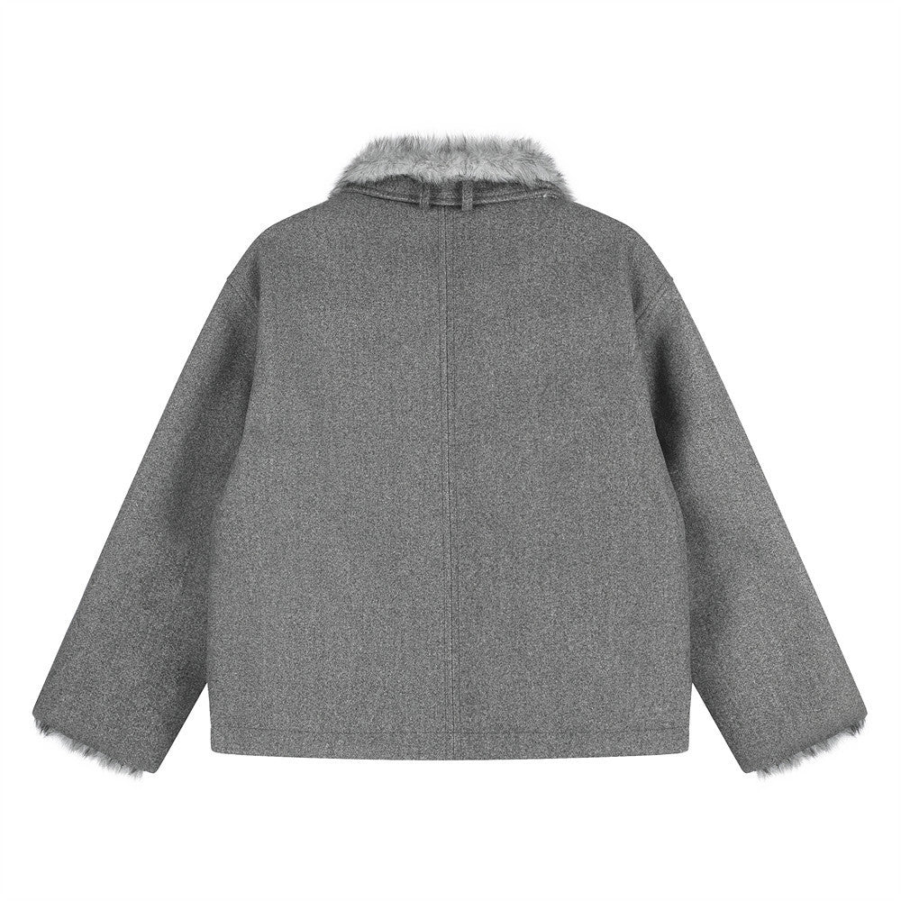 Imitation rabbit fur lapel fur jacket