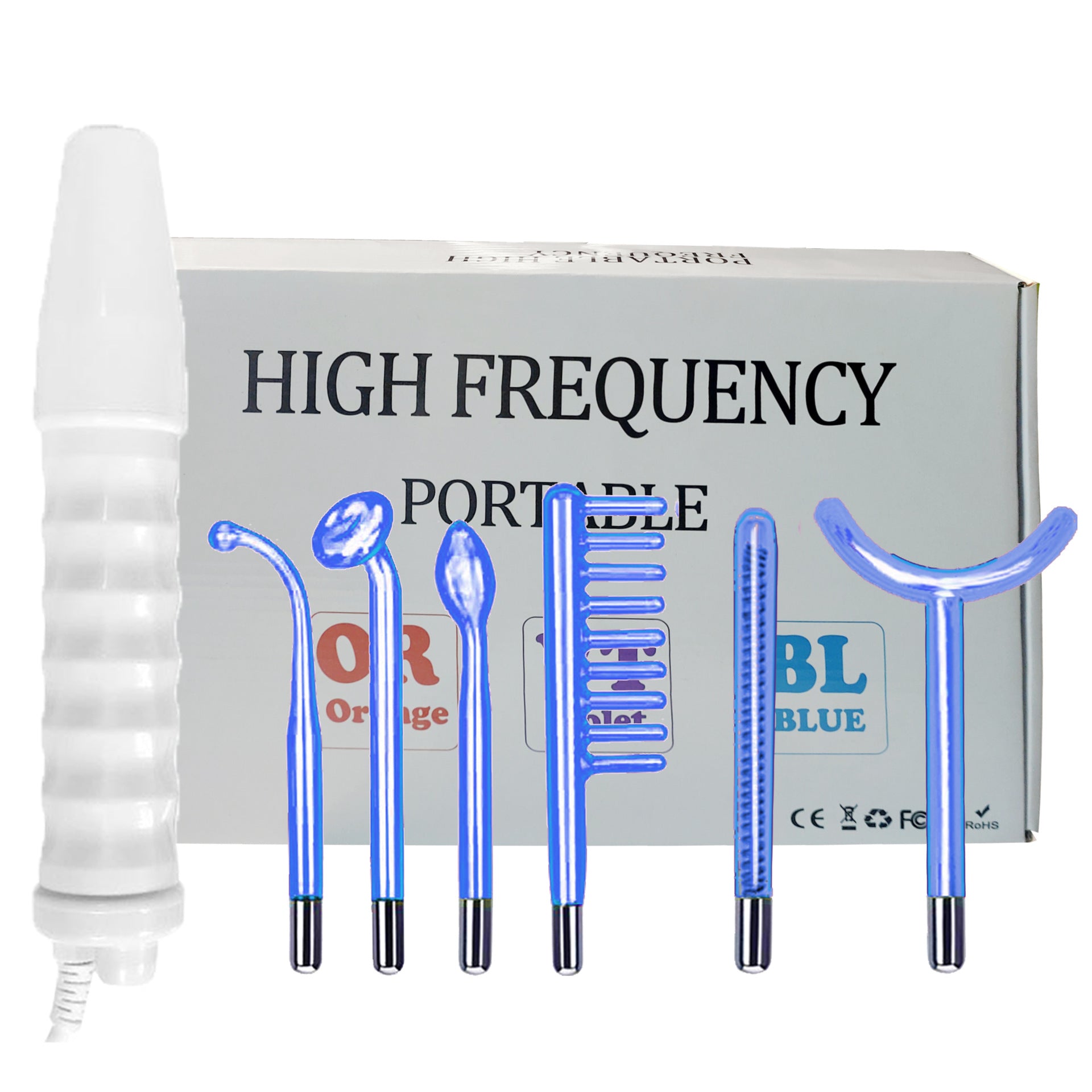 Beauty Salon High-Frequency Electrotherapy Device 6-Piece Set Portable Facial Acne Treatment Instrument Home Beauty Equipment 6-piece