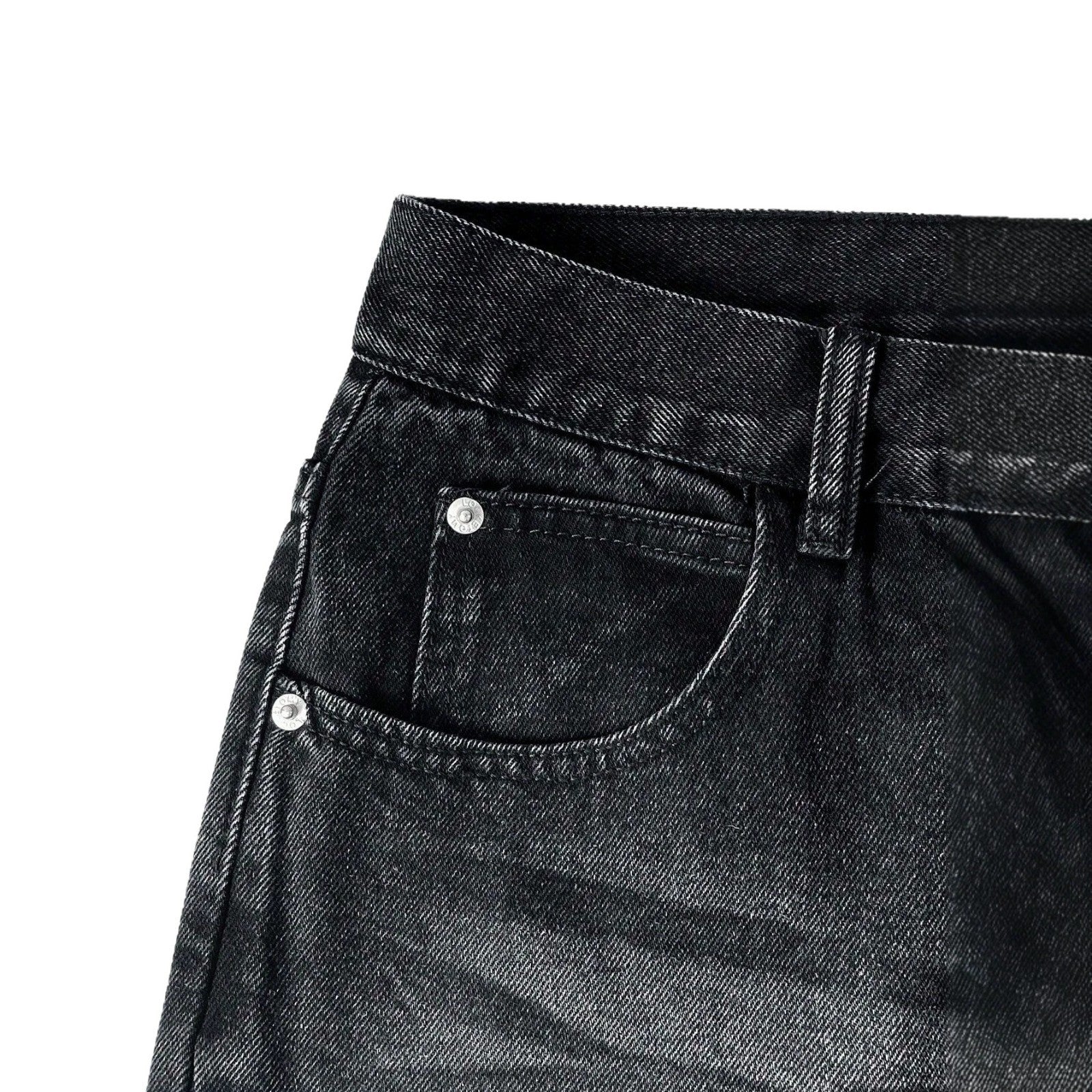 Cotton Casual Pants Men Summer Vintage Washed Denim Jeans Fashion Retro Design Black Relaxed Fit Pants