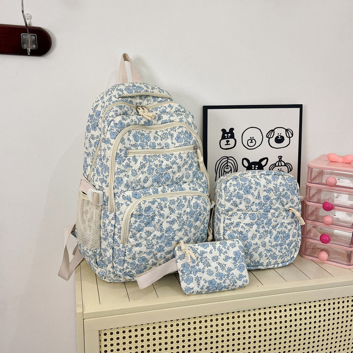 Small Fresh Floral Three Piece Backpack Set