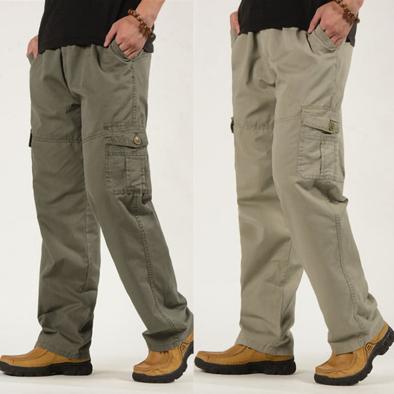 Spring Men's Elastic Waist Pants for Middle-Aged and Elderly Dads, Straight Leg, Loose Fit, Oversized, Plus Size, Casual Trousers, Long Pants