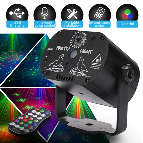 Mini Projetor LED Laser RGB - Efeitos de Discoteca