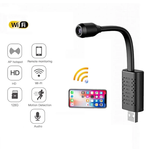 Mini Câmara Wi-Fi DIY USB 1080P com Detecção de Movimento para Segurança Residencial