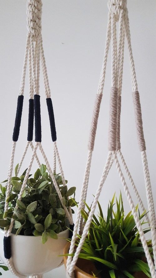 Suporte para plantas em macramé, vaso suspenso, bloco de cores