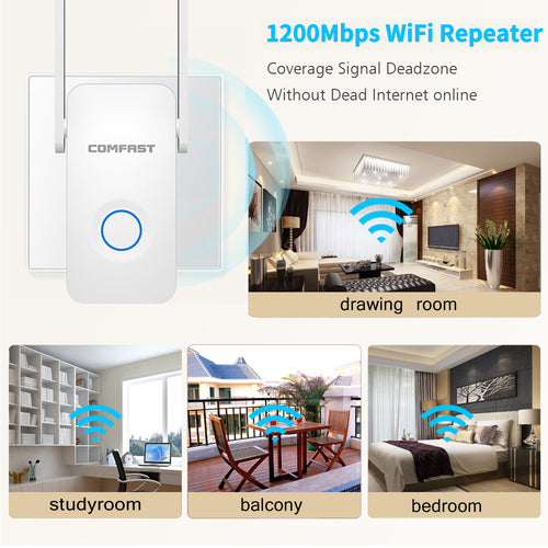 📶 Extensor WiFi 1200Mbps com Antenas – Amplificador de Sinal