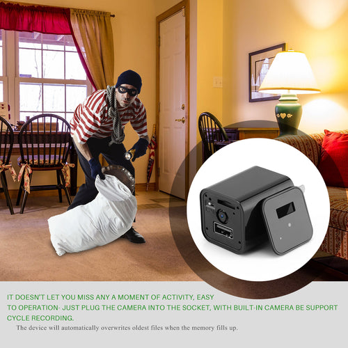 Carregador USB com câmara oculta HD 1080P para segurança doméstica