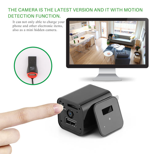 Carregador USB com câmara oculta HD 1080P para segurança doméstica