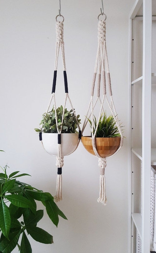 Suporte para plantas em macramé, vaso suspenso, bloco de cores