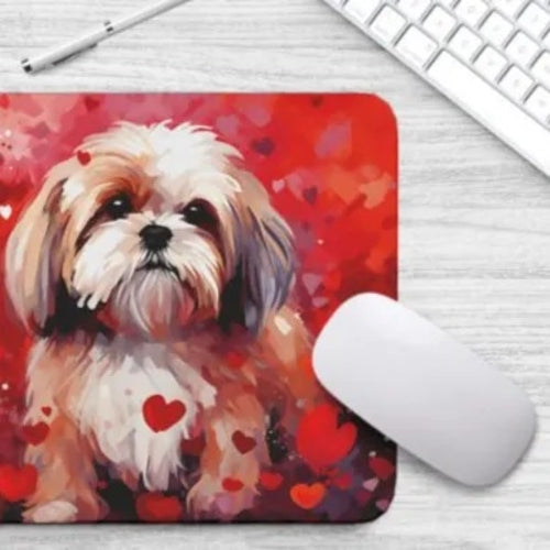 Tapete de rato em borracha antiderrapante com estampa de cão Shih-Tzu.