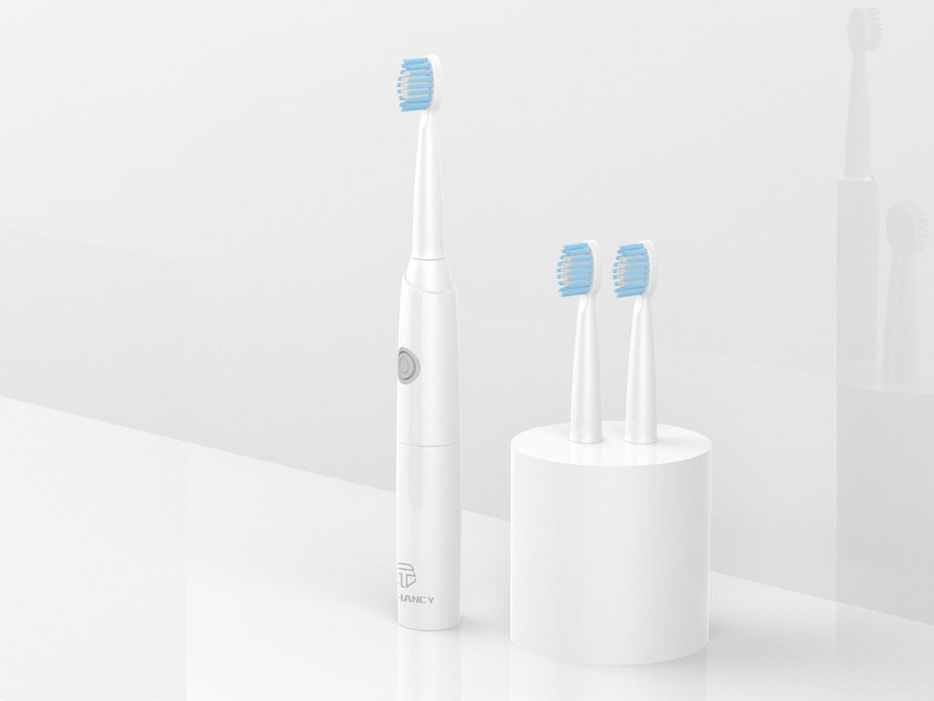 Techancy Escova De Dentes Eléctrica Branca KH6200, Limpa Dentes Com Vibração, Cabeça De Escova Substituível, Pilha AA
