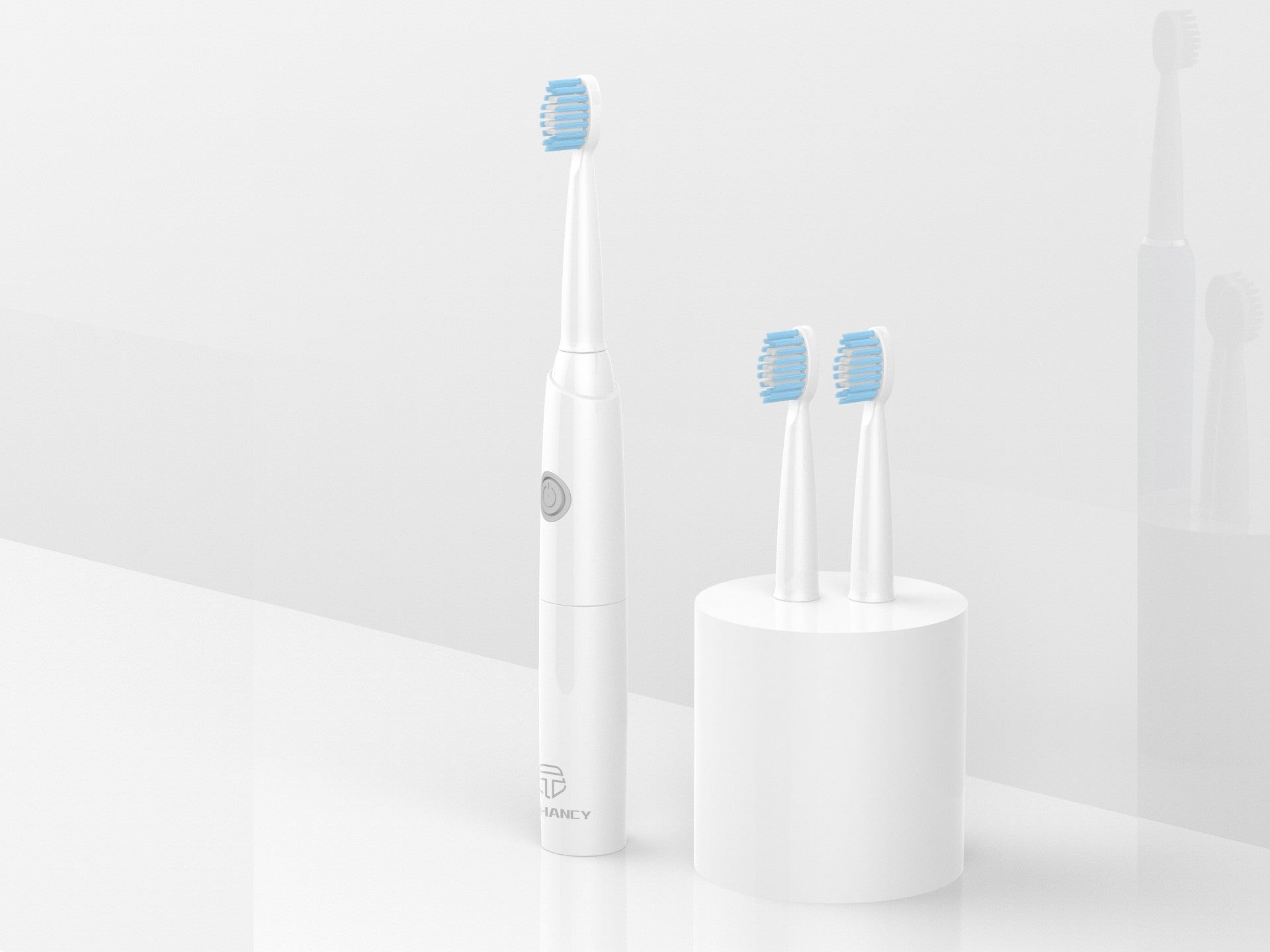 Techancy Escova De Dentes Eléctrica Branca KH6200, Limpa Dentes Com Vibração, Cabeça De Escova Substituível, Pilha AA
