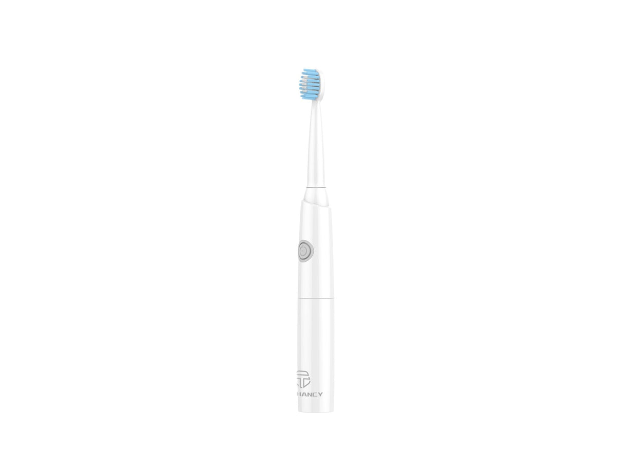 Techancy Escova De Dentes Eléctrica Branca KH6200, Limpa Dentes Com Vibração, Cabeça De Escova Substituível, Pilha AA