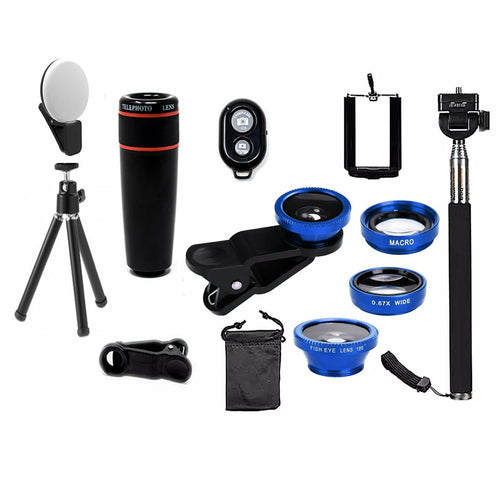 Kit de lentes de câmara para smartphone 11 em 1