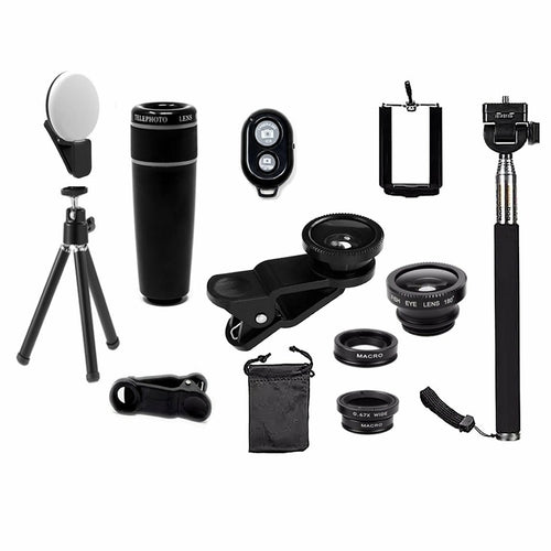 Kit de lentes de câmara para smartphone 11 em 1