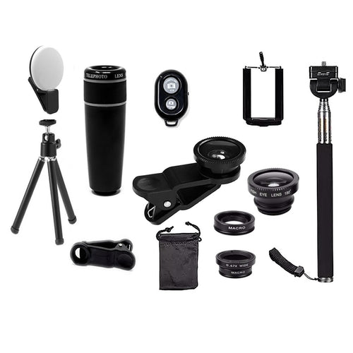 Kit de lentes de câmara para smartphone 11 em 1