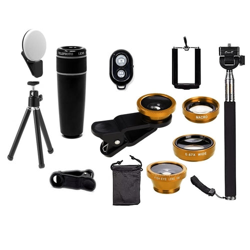 Kit de lentes de câmara para smartphone 11 em 1