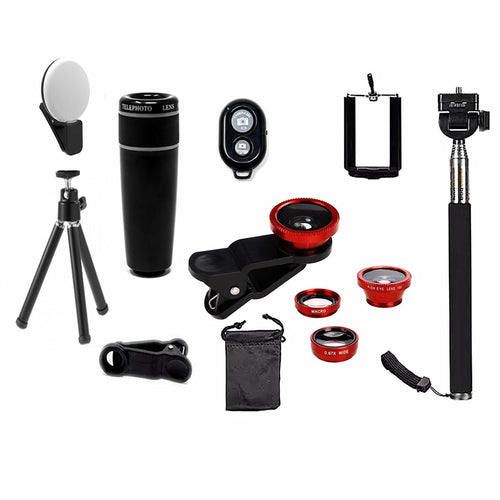 Kit de lentes de câmara para smartphone 11 em 1