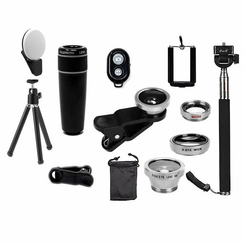 Kit de lentes de câmara para smartphone 11 em 1