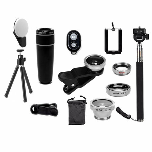 Kit de lentes de câmara para smartphone 11 em 1